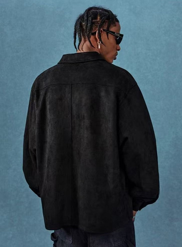 MEDM  Basic Logo Suede Shirt Jacket