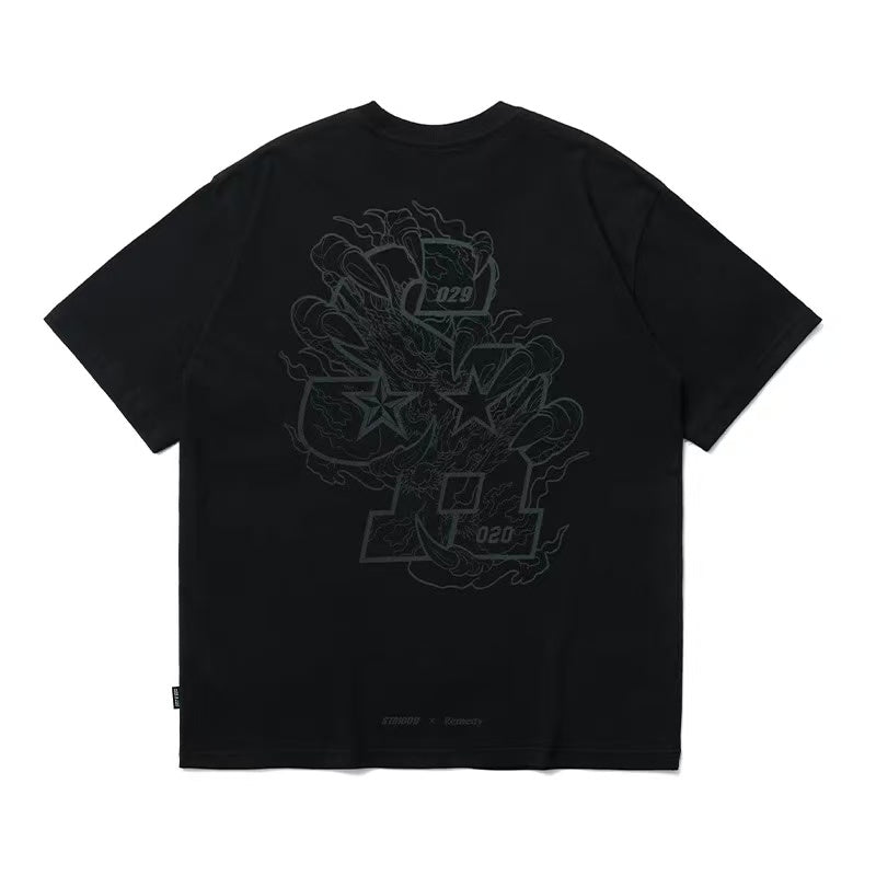 REMEDYxSTA Dragon Claws Letter Print Short-sleeve T-shirt
