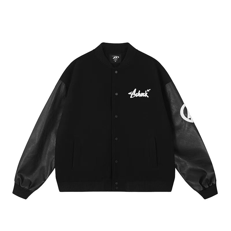 ACHOCK Retro Patchwork PU Leather Jacket