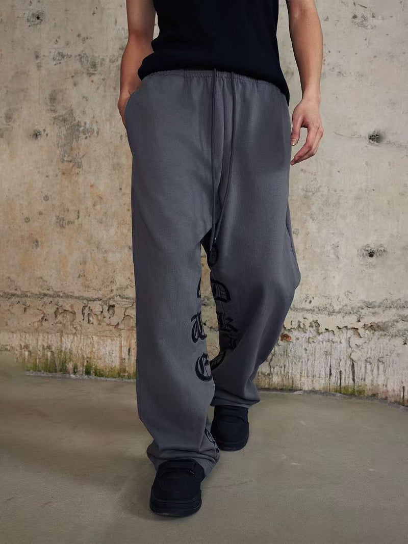 AFGK Embroidered Washed Casual Sports Pants