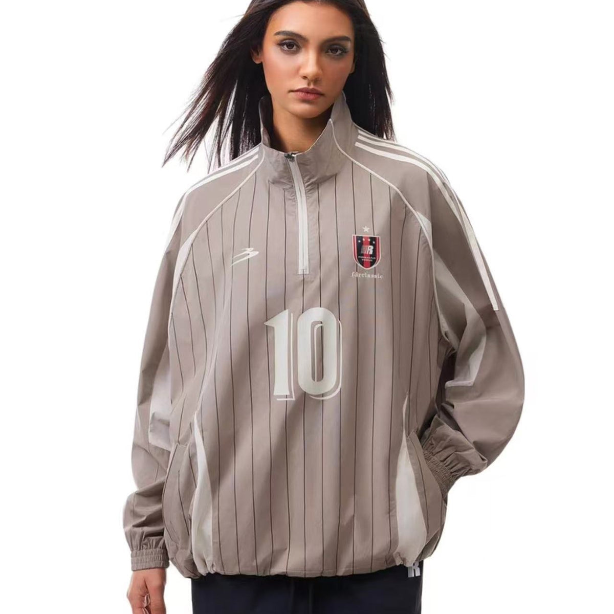 FDR  Retro Woven Stand Collar Patchwork Blokette Jacket