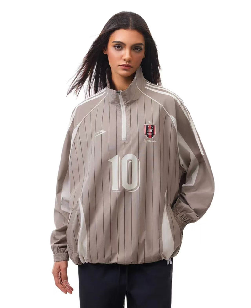 FDR  Retro Woven Stand Collar Patchwork Blokette Jacket