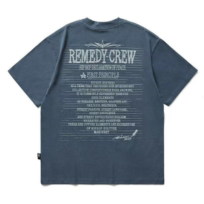 REMEDY Retro Letter Print Short-sleeve T-shirt