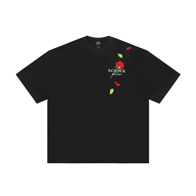 ACHOCK Rose Embroidered Short-sleeve T-shirt