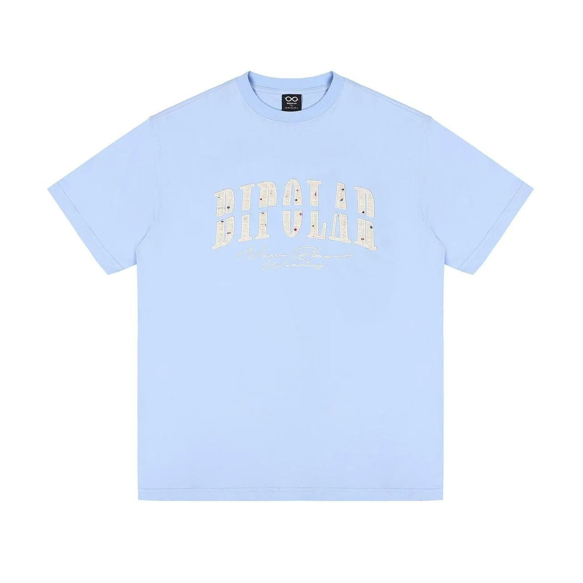 BIPOLAR  Round Neck Patch Embroidered T-shirt