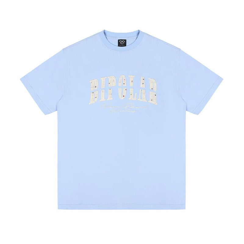 BIPOLAR  Round Neck Patch Embroidered T-shirt