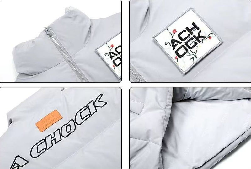 ACHOCK Waffle Logo Designed Velcro Warm Cotton Coat