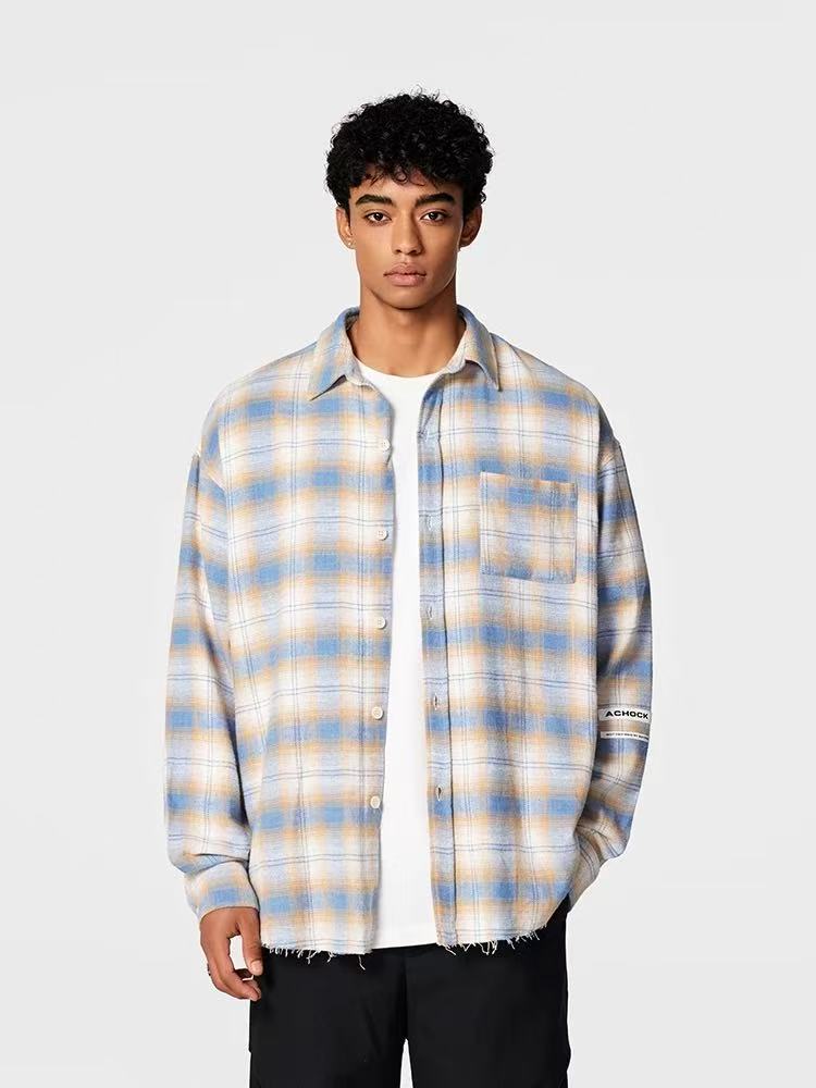 ACHOCK Casual Plaid Long-sleeve Shirt
