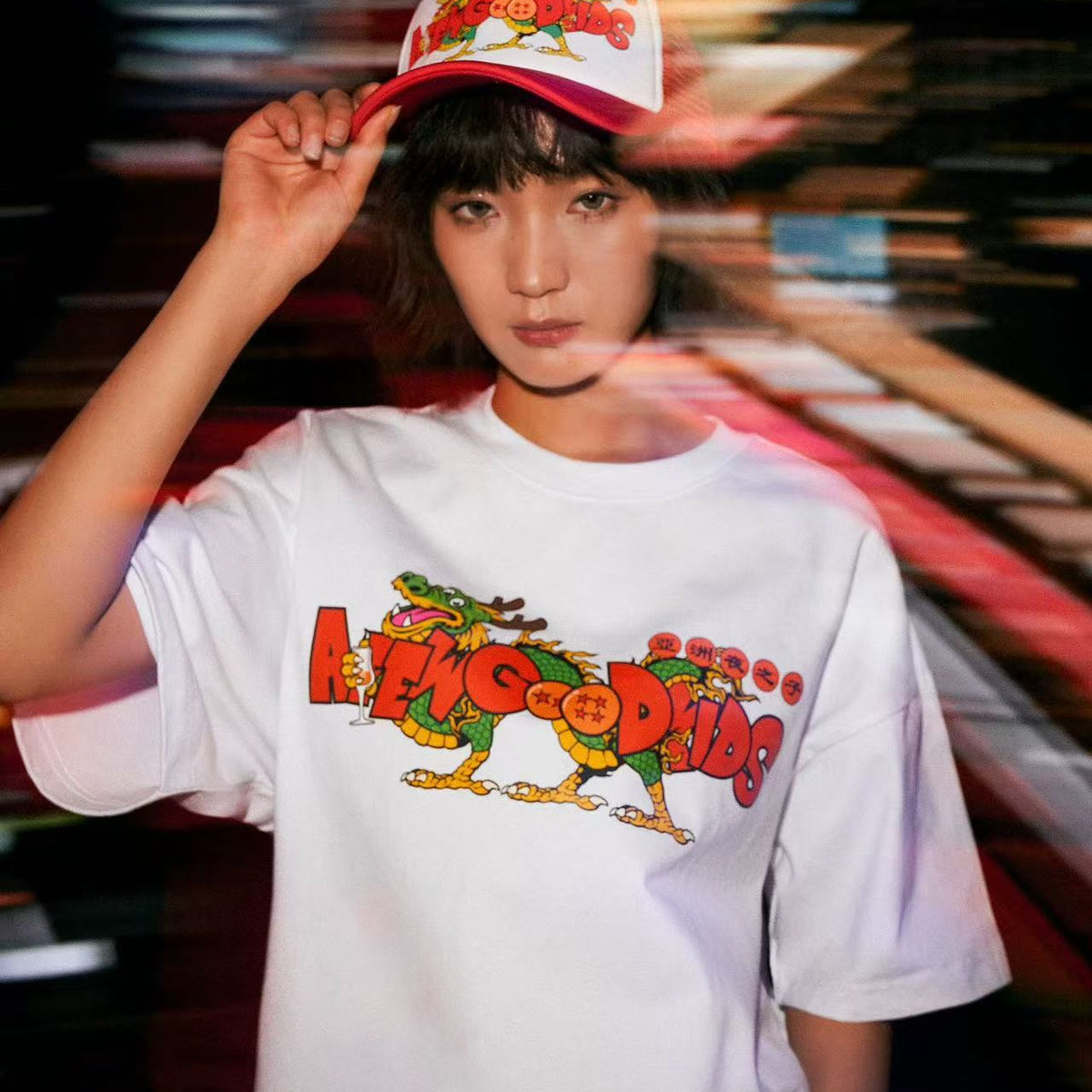 AFGK Cartoon Dragon Printed Short-sleeve T-shirt