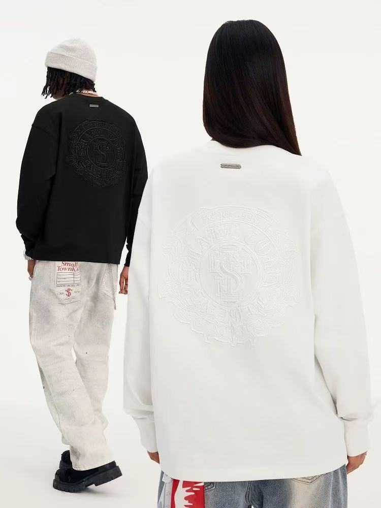 STK Vintage Circular Applique Embroidered Long-Sleeve T-Shirt