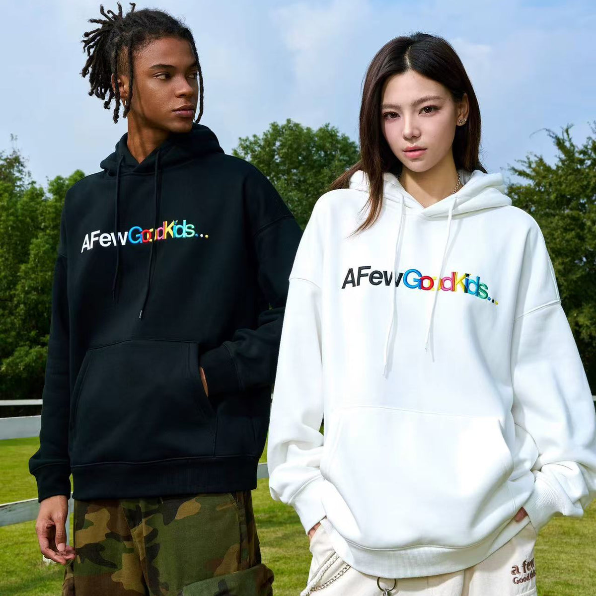 AFGK Gradient Embroidered Overlay Hoodie
