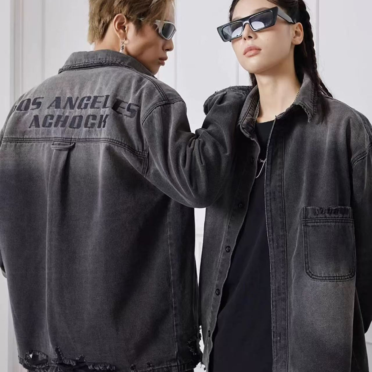 ACHOCK Retro Distressed Denim Jacket
