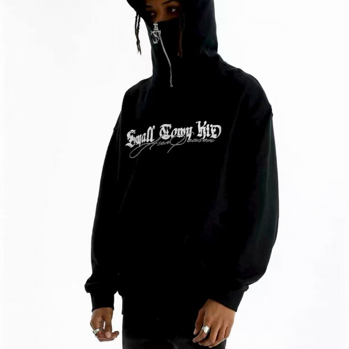STK Hip-Hop Street Style Zipper Embroidered Hoodie