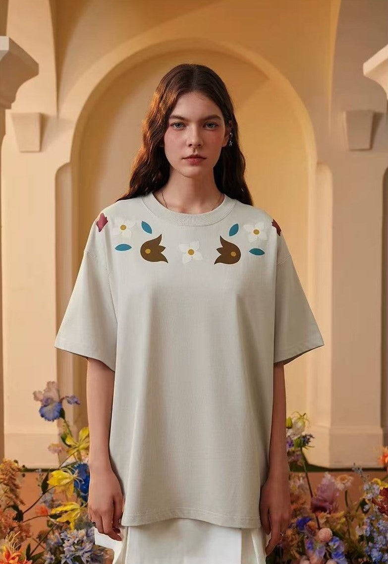 ACHOCK Floral Embroidered T-shirt