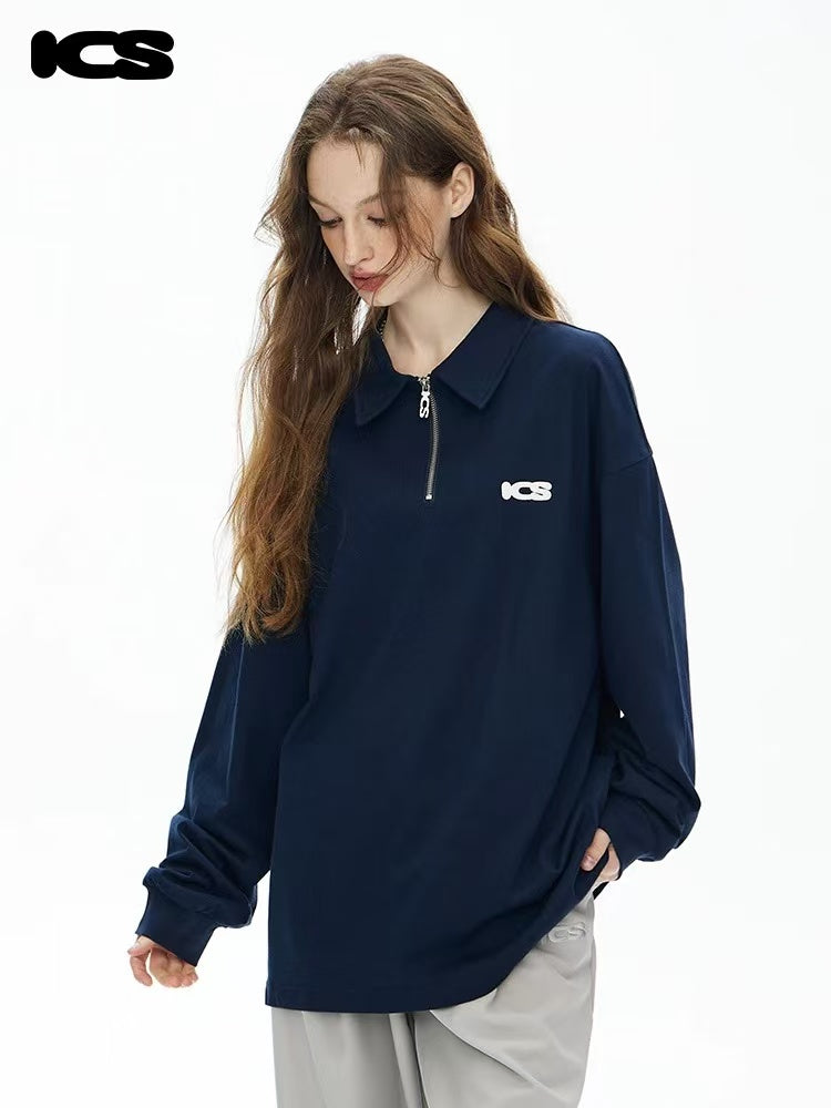 ICONSLAB Monogram Half-zip Long-sleeve Polo Shirt