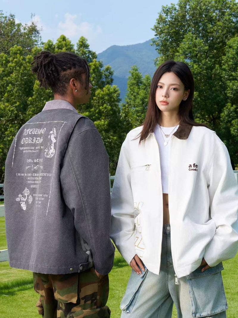 AFGK Vintage Quilted Cotton Washed Distressed Detroit Jacket