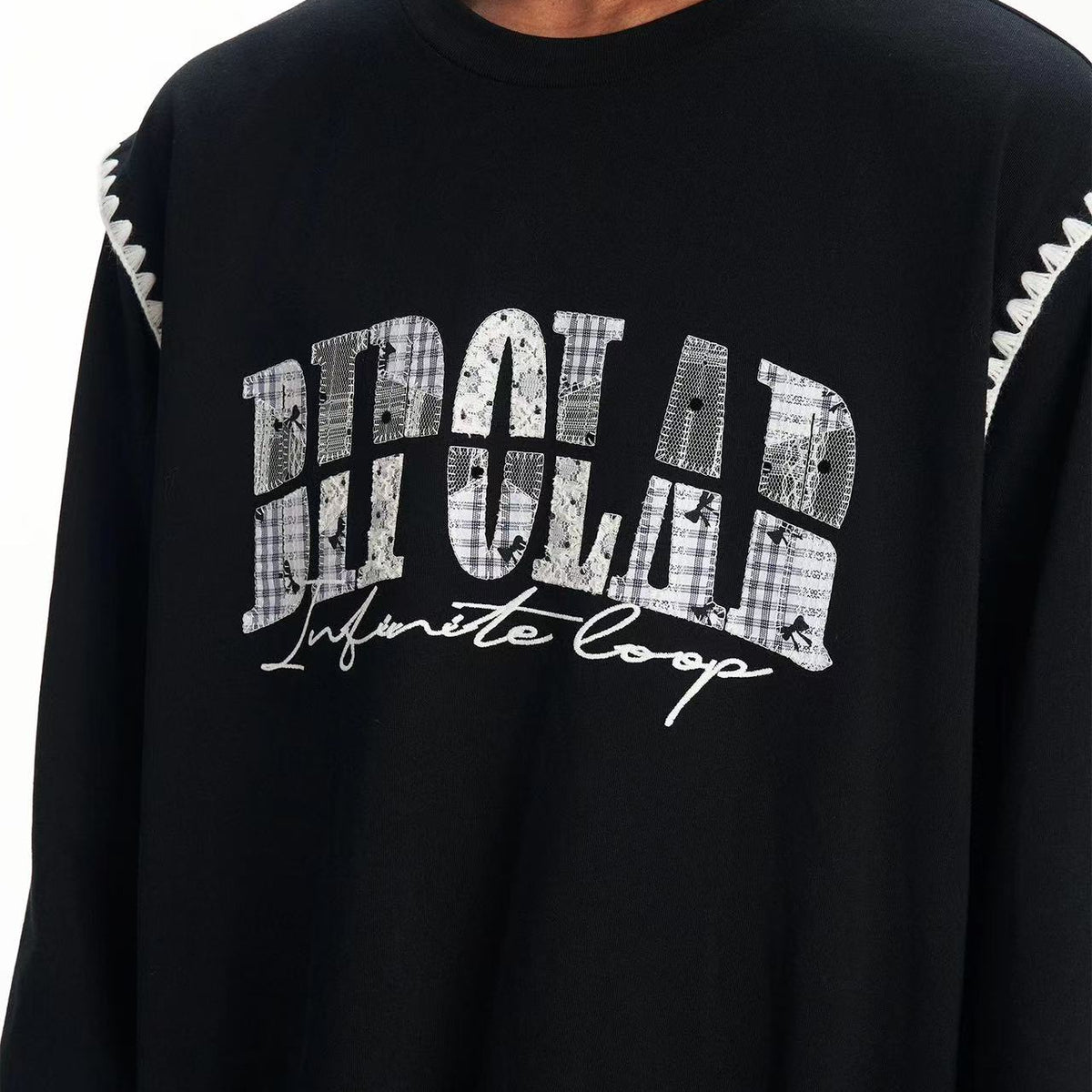 BIPOLAR Lace Polka Dot Patch Long-sleeve T-shirt