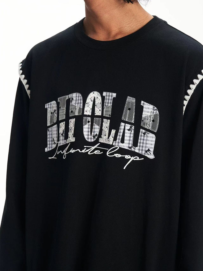 BIPOLAR Lace Polka Dot Patch Long-sleeve T-shirt