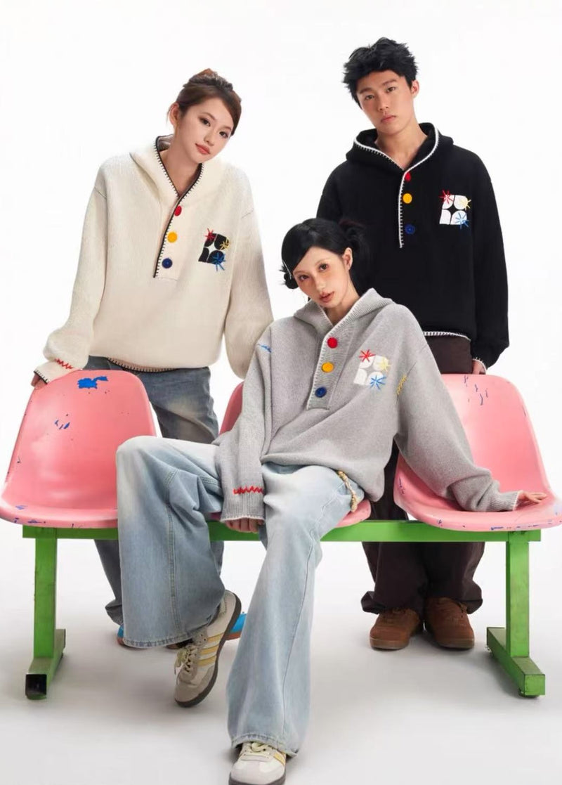 BIPOLAR Hyphenation Patch Embroidered Hooded Sweater