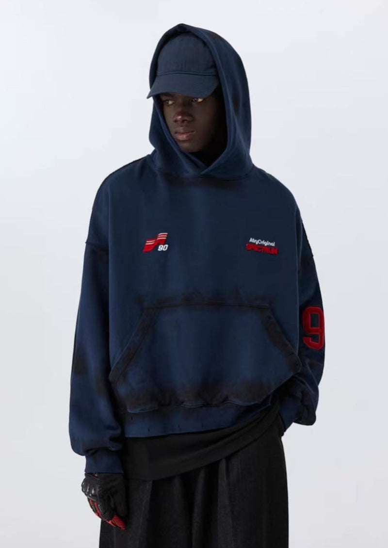 ATRY Dirty Destroyed Heavyweight Cropped Embroidered Hoodie