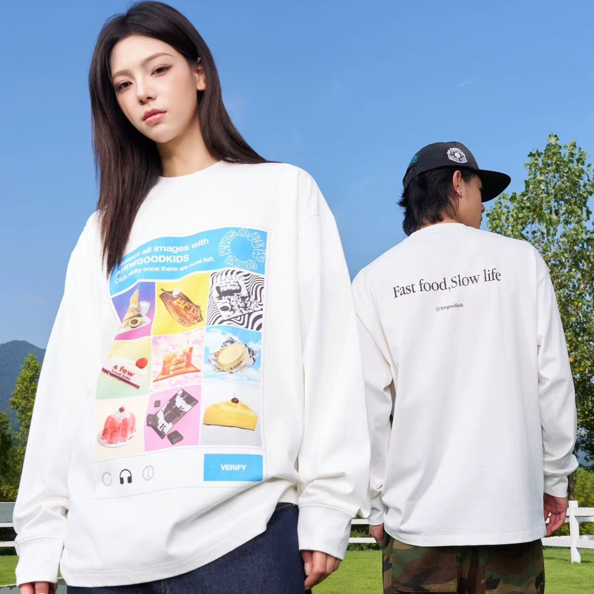 AFGK "Fast food and slow life" Washed long-sleeved T-shirt