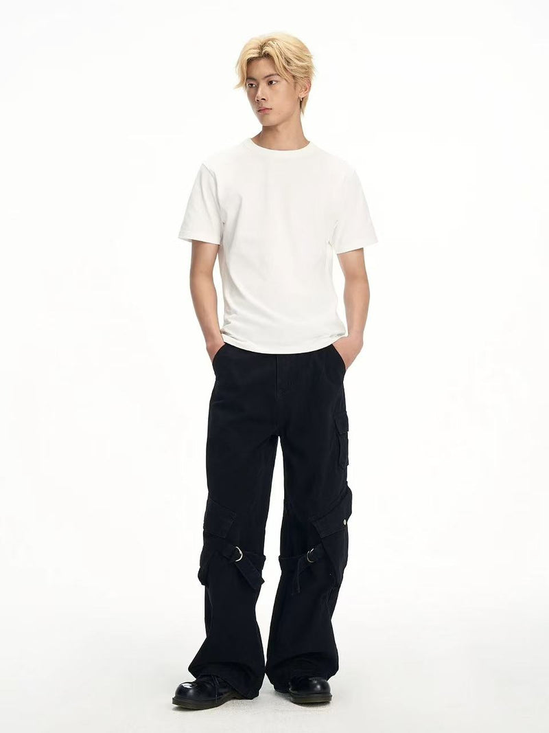BIPOLAR Retro Ribbon Multi-pocket Workwear Style Pants