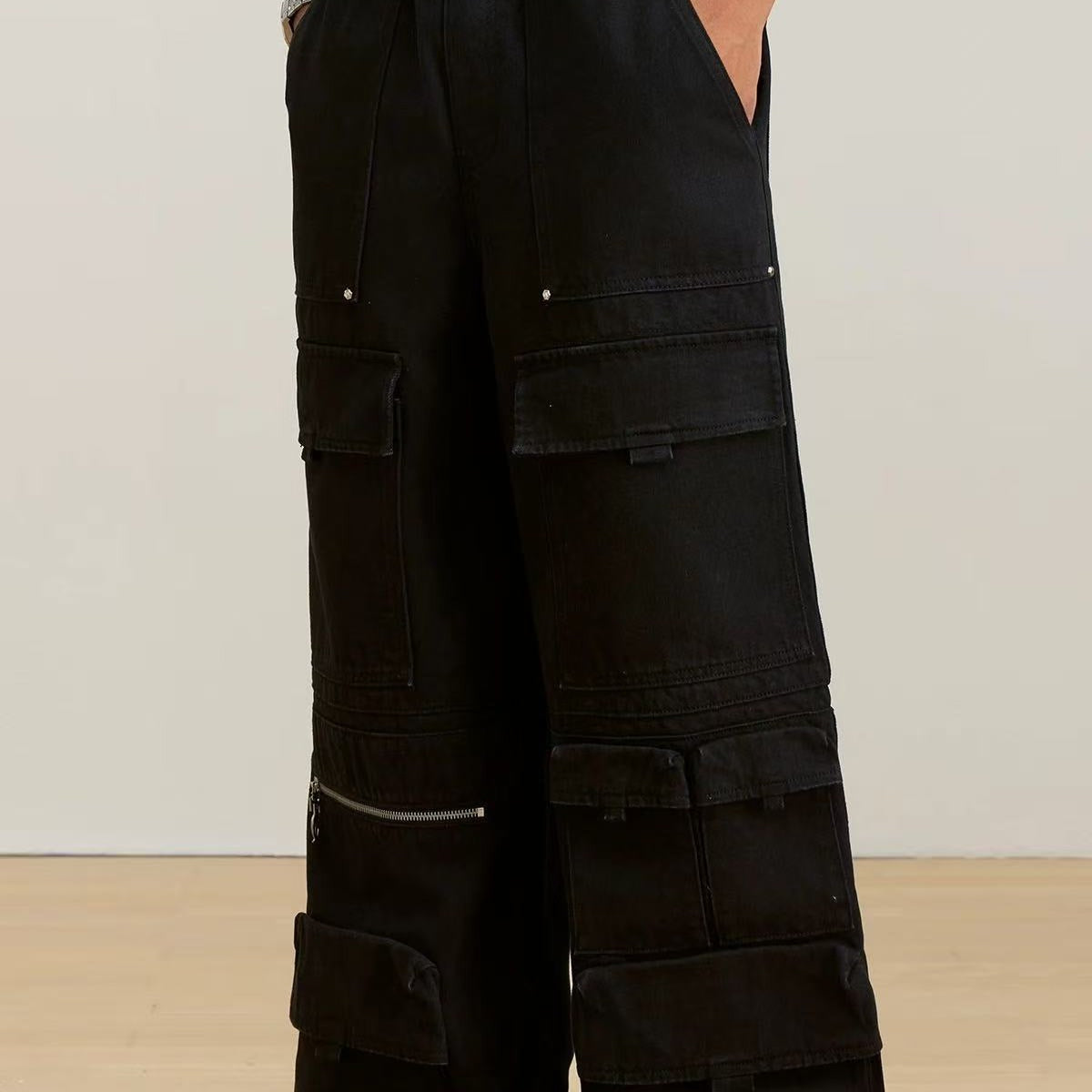 STK Multi-Pocket Cargo Straight-Leg Paratrooper Pants