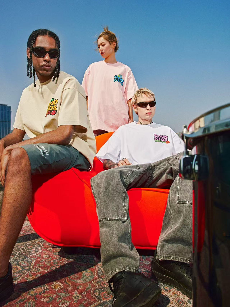 AFGK Letter Embroidered Short-sleeve T-shirt