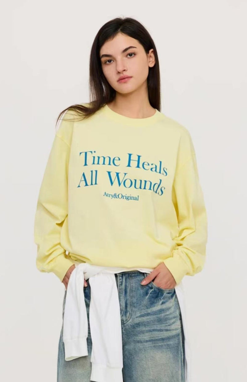 ATRY Slogan Letters Contrast Color Sweater