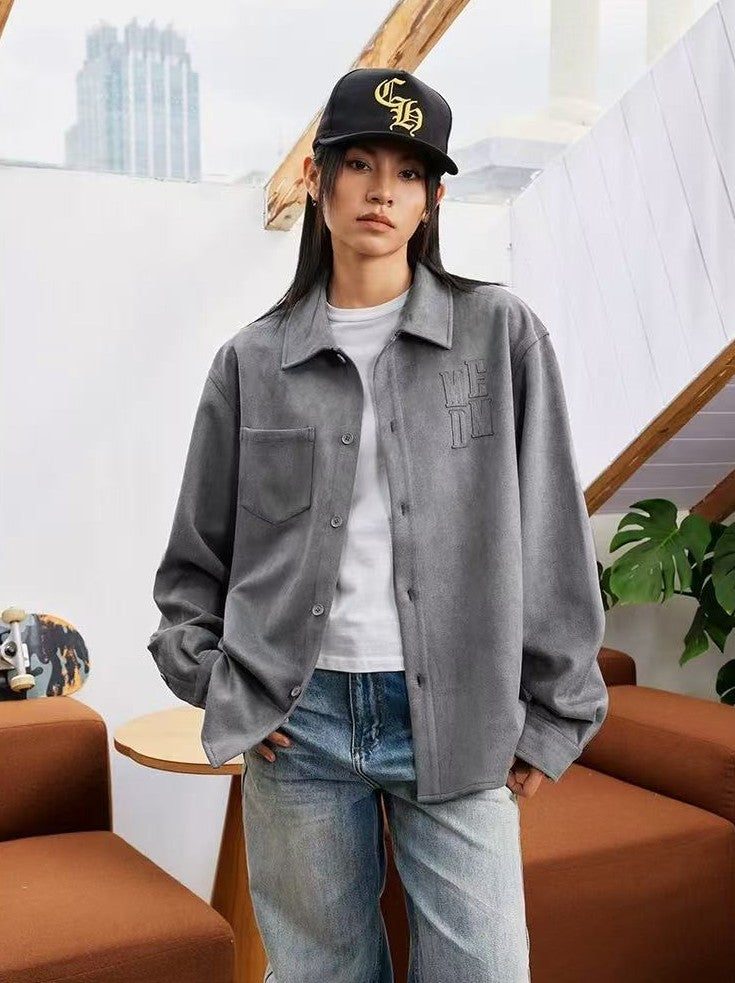 MEDM  Basic Logo Suede Shirt Jacket