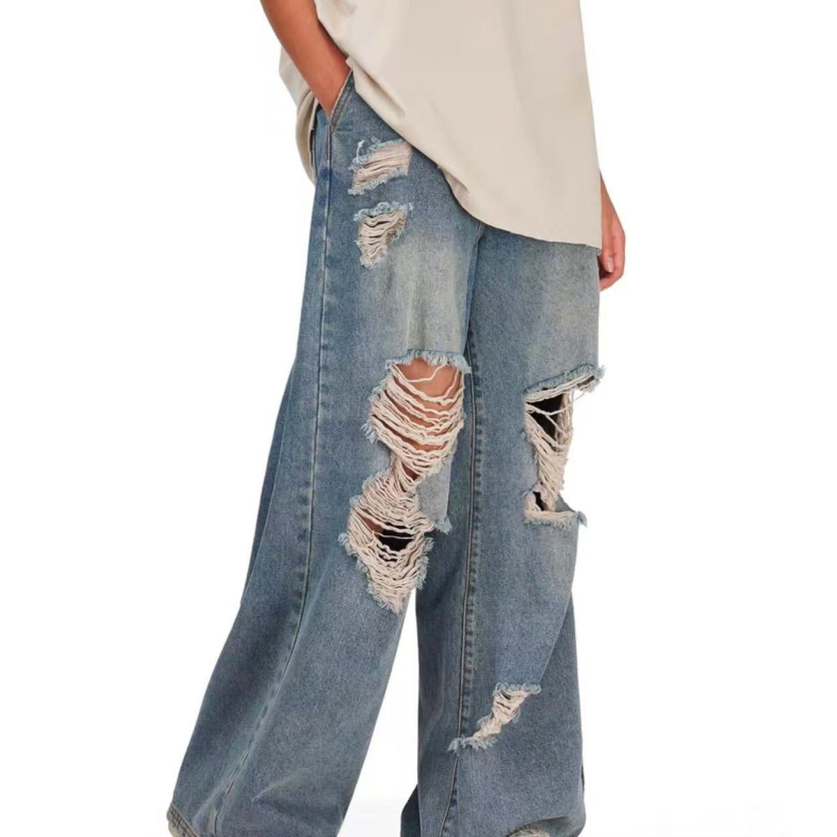 FDR Retro Distressed Ripped Jeans