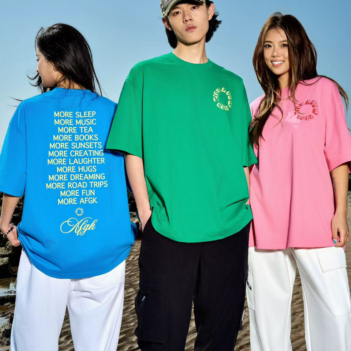 AFGK Slogan Letter Print Short-sleeved T-shirt
