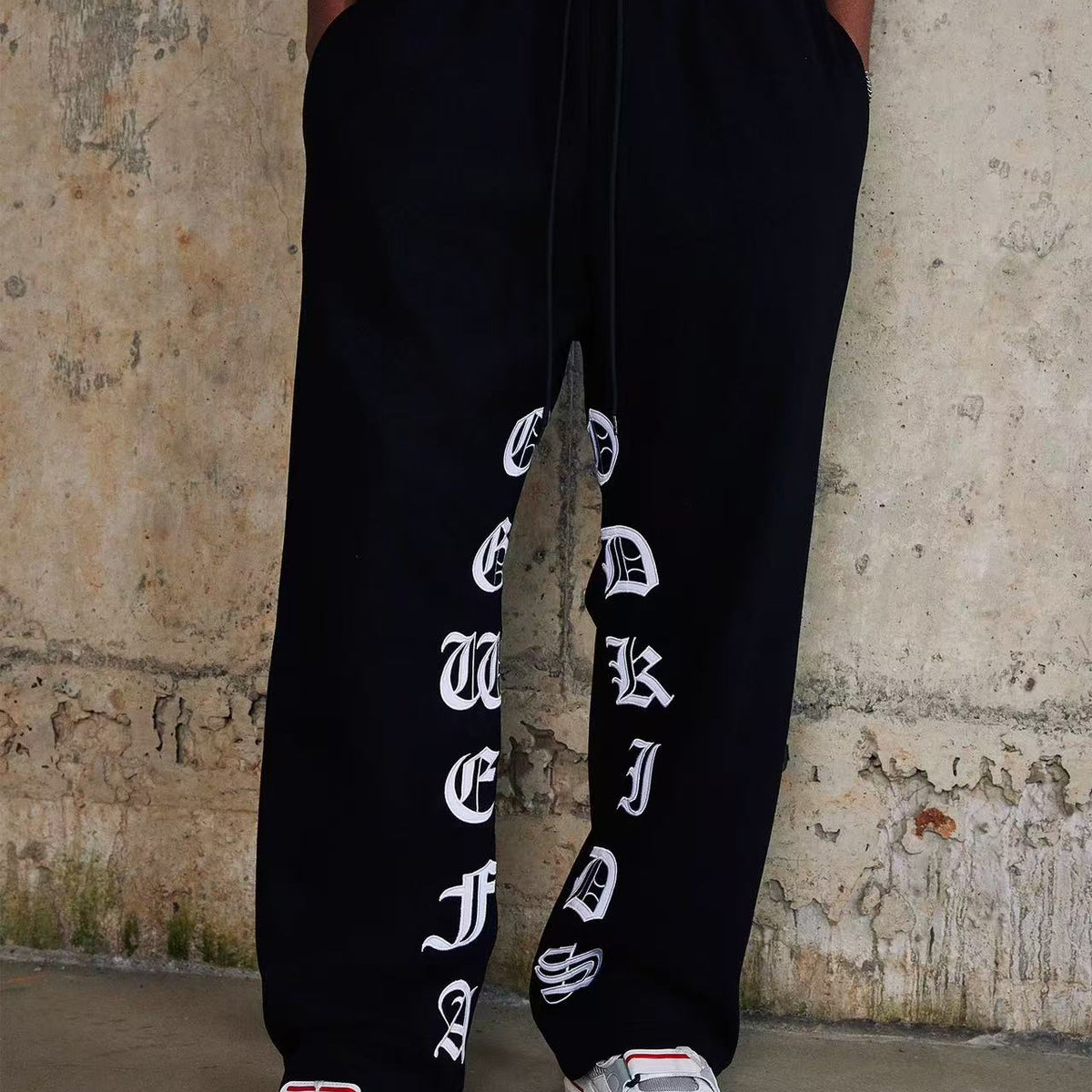 AFGK Embroidered Washed Casual Sports Pants