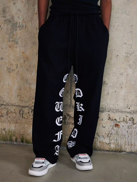 AFGK Embroidered Washed Casual Sports Pants