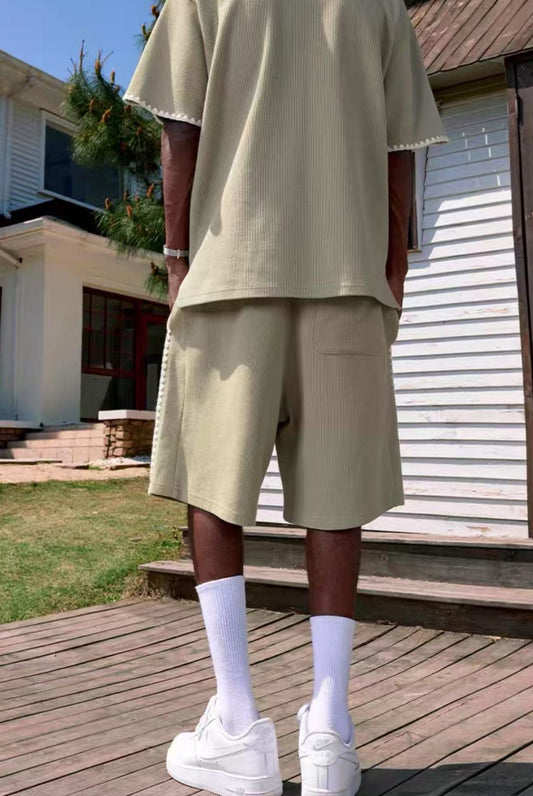 MEDM  Waffle Drawstring Shorts