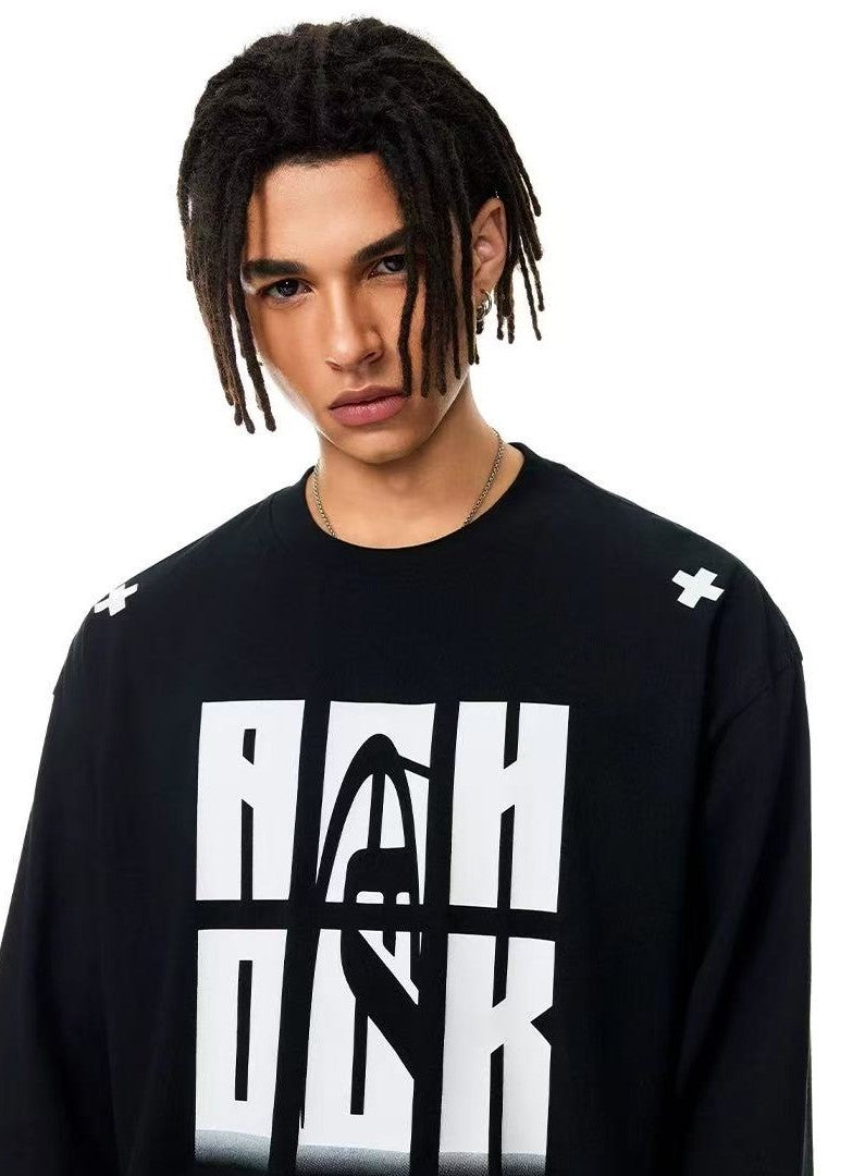 ACHOCK Heavy Letter Print Long-sleeve T-shirt
