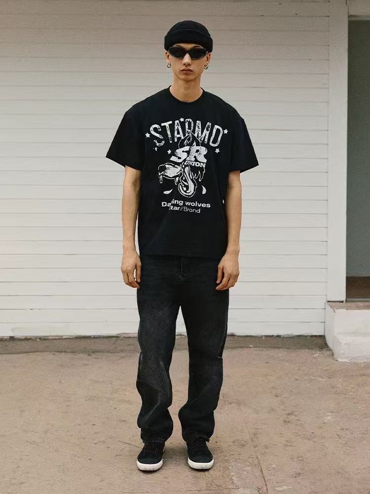 REMEDYxSTA Jackal Print Short-sleeve T-shirt
