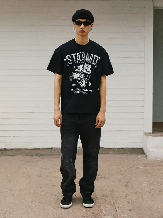 REMEDYxSTA Jackal Print Short-sleeve T-shirt