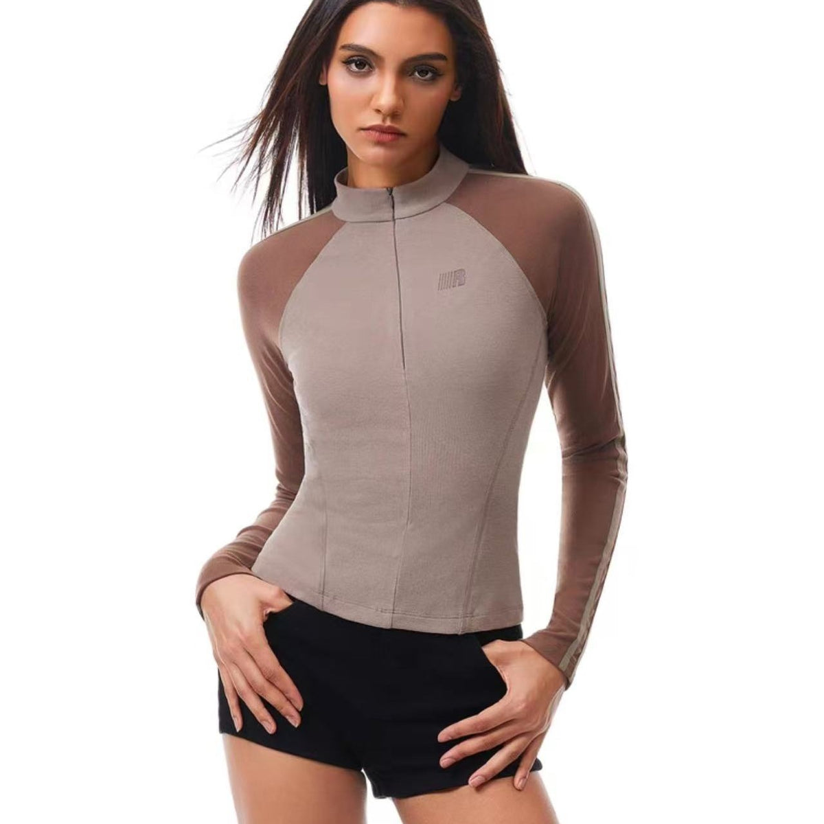 FDR Slim Fit Zipper Long-sleeve Tee (For Women)