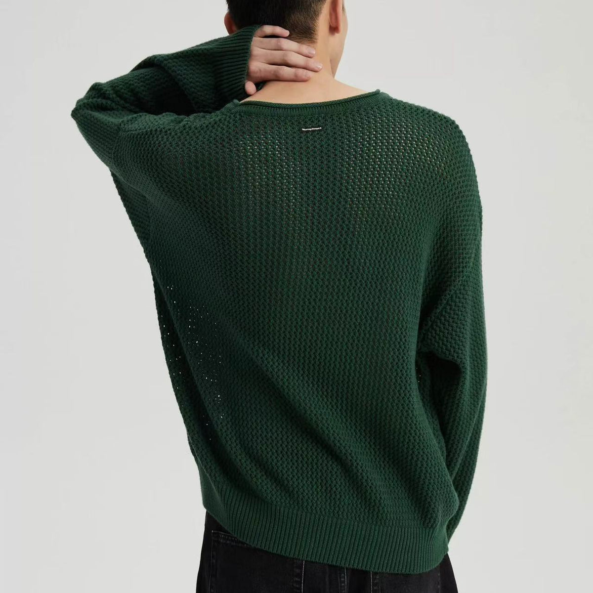 WASSUP Hollow Round Collar Sweater