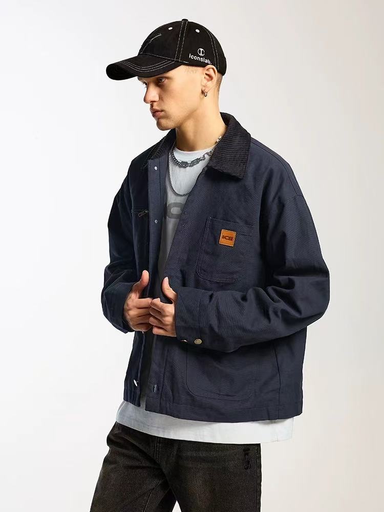 ICONSLAB Corduroy Collar Barn Style Work Jacket
