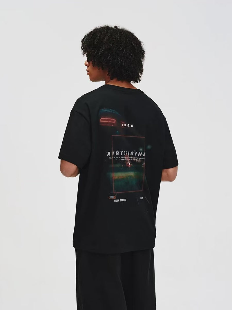 ATRY Night Scene Pattern Printed T-shirt
