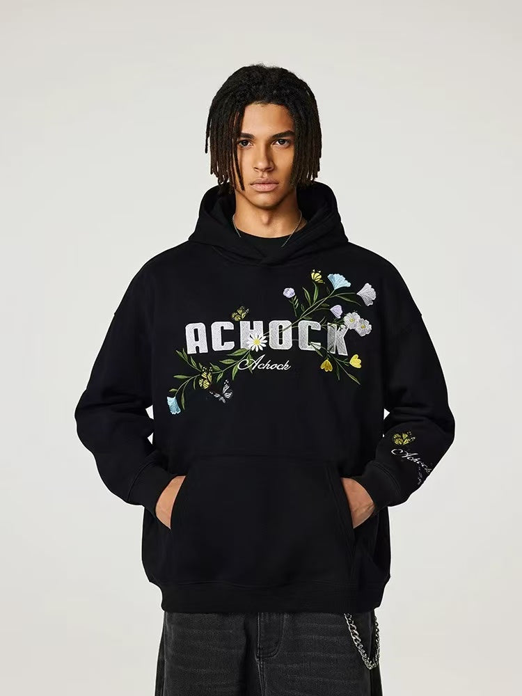 ACHOCK Floral Embroidered Hoodie
