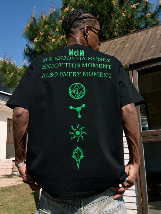 MEDM Letters Printed Luminous Short-sleeved T-shirt
