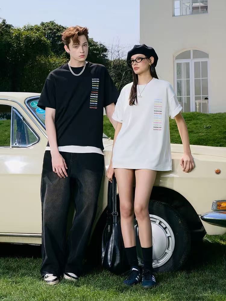 ICONSLAB  Rainbow Color Vertical Logo T-shirt