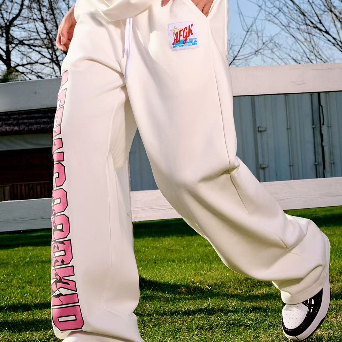 AFGK Double Row Letter Print Casual Sweatpants