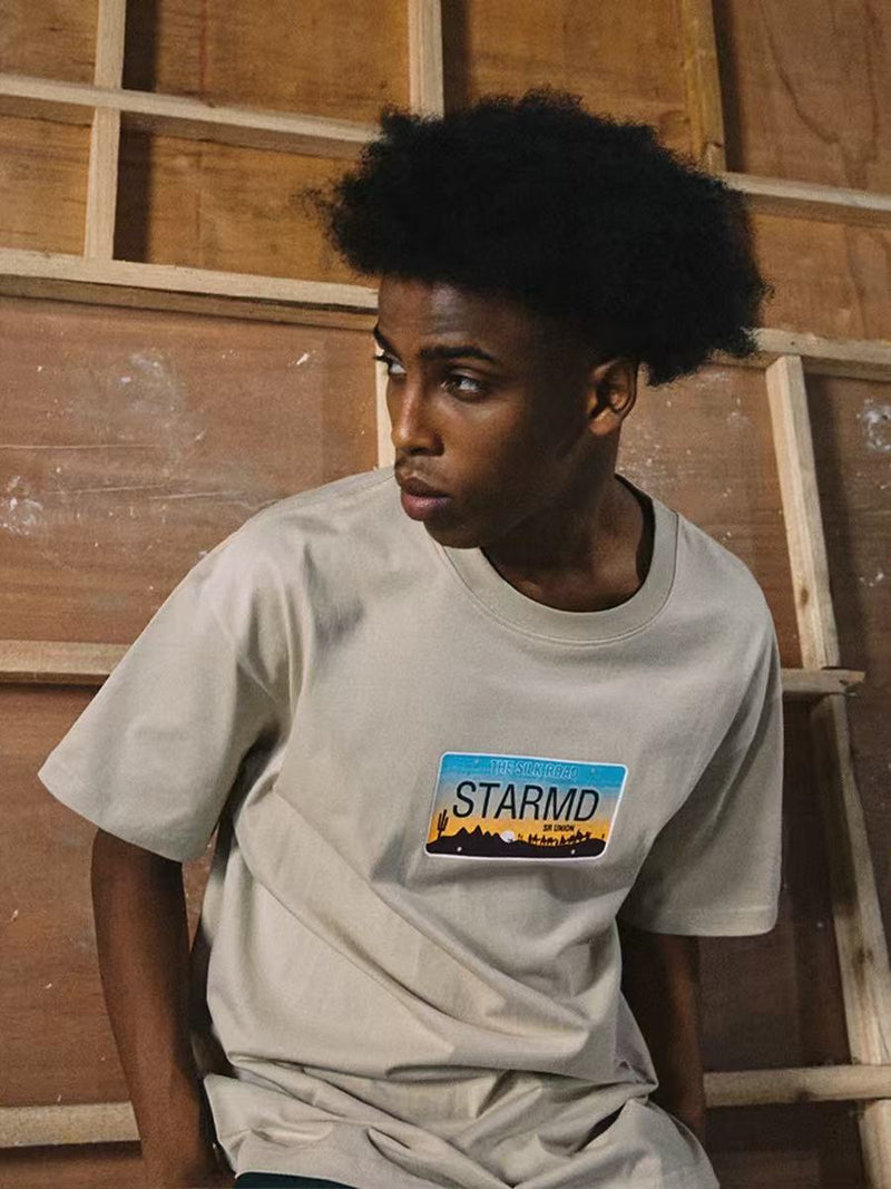 REMEDYxSTA Star License Plate Print Short-sleeve T-shirt