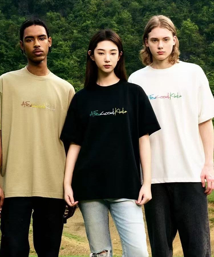 AFGK Cursive Logo Embroidered Short-sleeve T-shirt