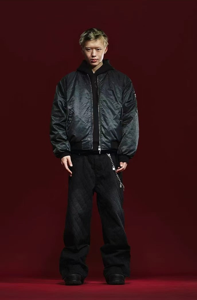 REMEDY Pleated Quilted  Bomber Jacket