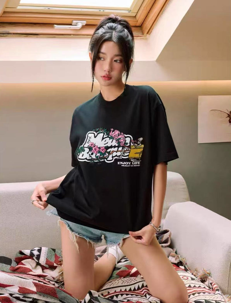 MEDM Embroidered Printed Short-sleeved T-shirt